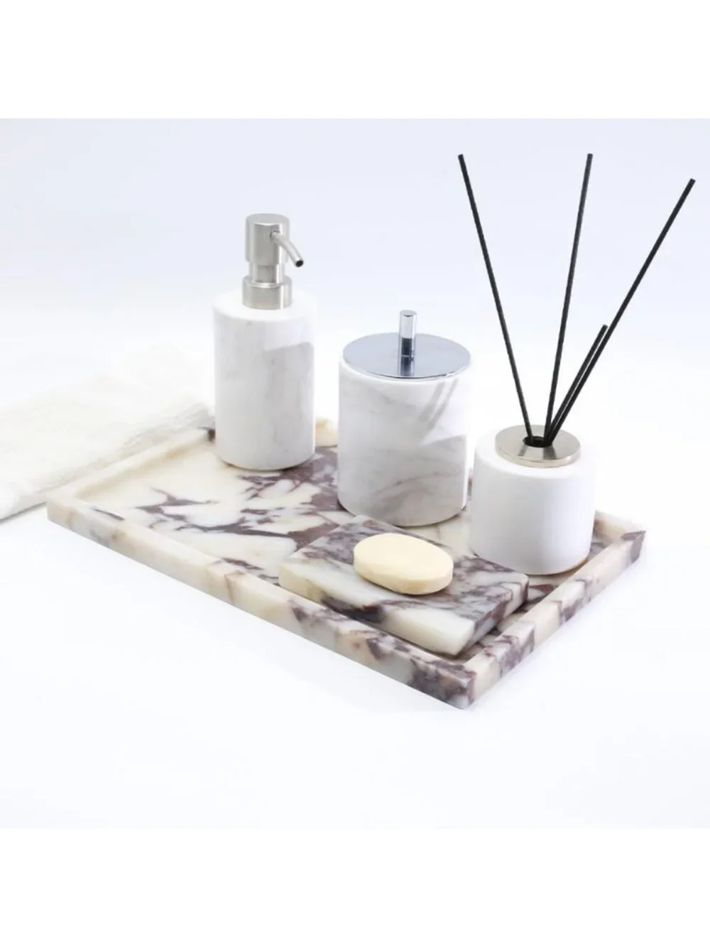 Luxurious Natural Marble Vanity Tray - Elegant Home Decor for Bathroom & Kitchen